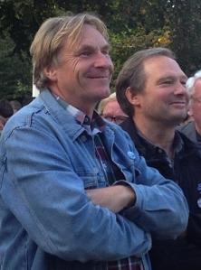 Glückliche Gesichter bei Wildwechsel in Nordhausen: Wolfgang Stüssel (Theater Strahl) und Stefan Fischer-Fels  (Grips Theater)